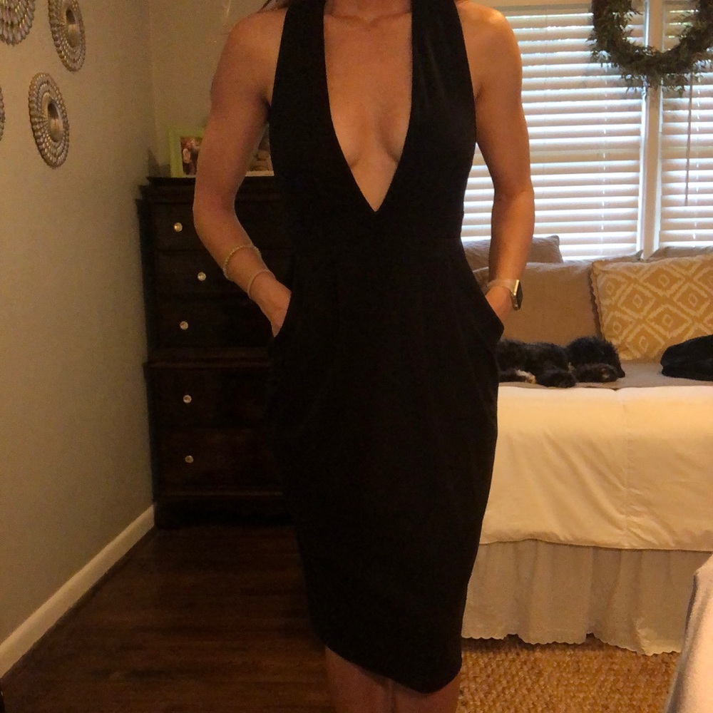 Free people deep V neck cotton midi dress